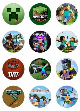 Набір круглих значків, minecraft, 12 ш