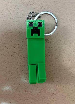 Брелок 3d крипер, майнкрафт, брелок minecraft 2
