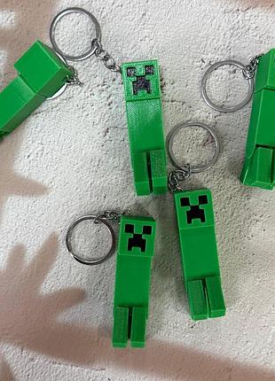 Брелок 3d крипер, майнкрафт, брелок minecraft 4