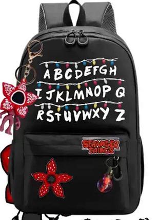 Рюкзак дивные чудеса с демогоргона, с алфавитом, черный demogorgon рюкзак stranger things + 2 брелка