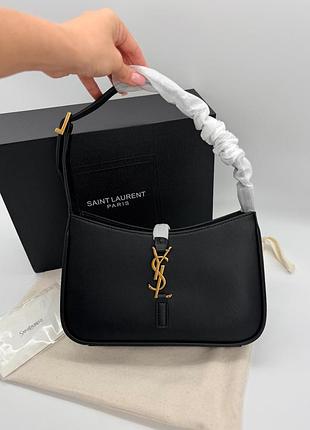 Saint laurent le 5 а 7 hobo bag black / gold 25x14x6