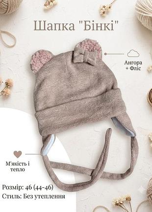 Дитяча ангорова шапка на флісі