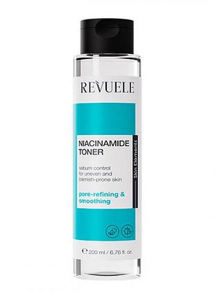 Тонер для склонных к недостаткам кожи revuele niacinamide с ниацинамидом, 200 мл daily skin care