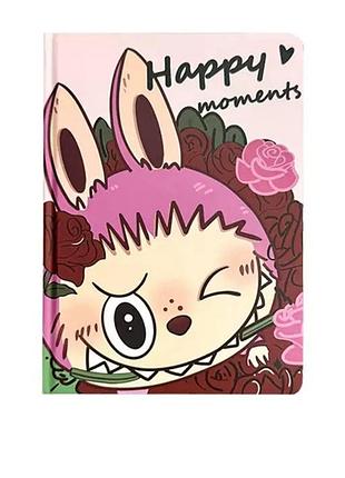 Щоденник блокнот happy moments лабубу, labubu (тверда обкладинка, 96 сторінок)