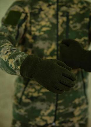 Рукавиці тактичні палі олива фліс