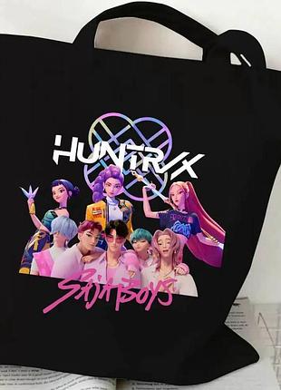 Сумка- шоппер с графическим принтом k-pop demon hunters, к-поп охотники на демонах и saja boys