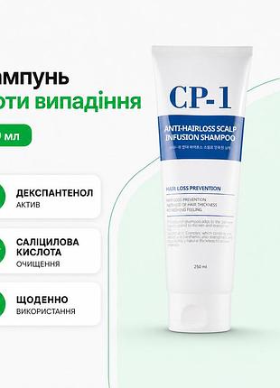 Шампунь проти випадіння волосся esthetic house cp-1 anti-hair loss scalp infusion для шкіри голови 250 мл з декспантенолом і саліц