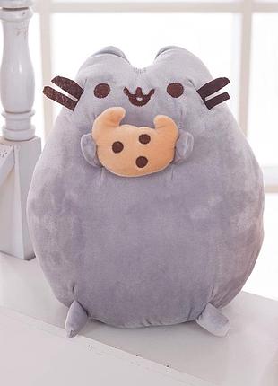 Мягкая игрушка кот пушин (pusheen) с печеньем, 25 см