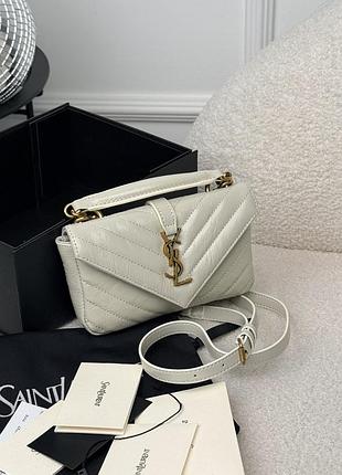 Saint laurent college mini top handle bag milk