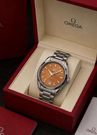 Мужские механические часы omega seamaster aqua terra shades orange