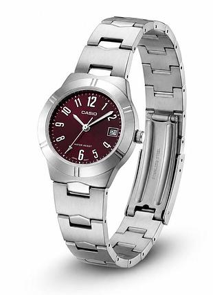 Женские часы casio ltp-1241d-4a2 с фиолетовым циферблатом и стальным браслетом