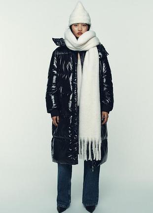 Длинный анорак с эффектом блеска s, m размер zara 3046/024/800
