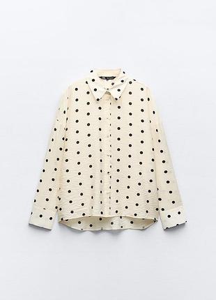 Сорочка в горох беж zara жіноча л