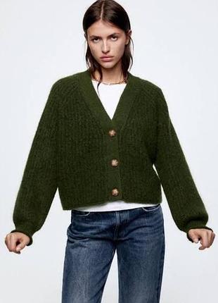 Темно зелений кардиган zara