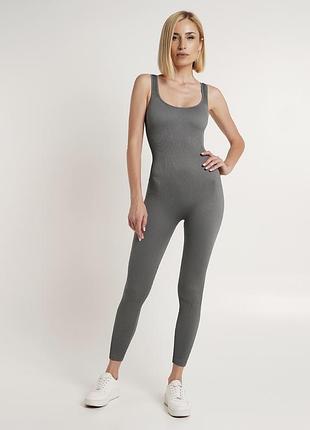Комбінезон довгий в рубчик jumpsuit rib co graphite (сірий) giulia x lichi by lichi