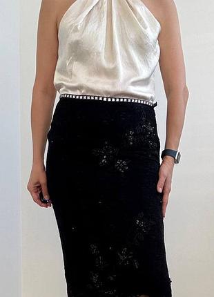 Karen millen ошатна мереживна спідниця з вишивкою і бісером