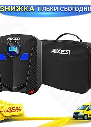 ©➀автомобільний компресор aikesi aks-5501 електричний 12в для легкових автомобілів з ліхтарем та манометро ku-22