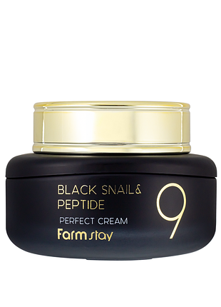 Крем для лица омолаживающий farmstay black snail & peptide 9 с муцином черной улитки