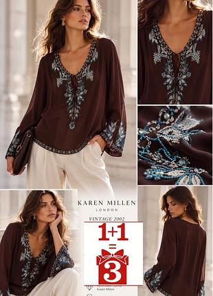 1+1=3 шовкова блуза karen millen вишита розшита бісер шовк вишиванка вишивка вінтаж
