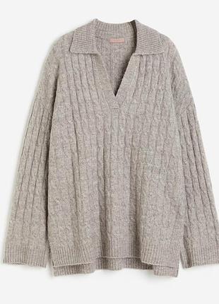 Светр вʼязаний в коси,  поло h&m