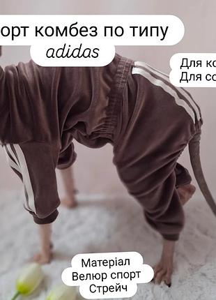 Спортивний костюм по типу адідас для котів велюр