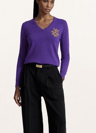 Джемпер ralph lauren sport s, m, l, фиолетовый, брендовый свитер, кофта женская, котон, вискоза