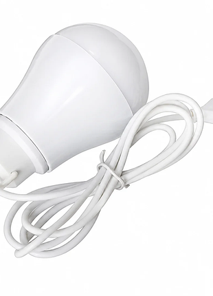 Портативная светодиодная usb лампочка от повербанка светильник usb led лампа 5 ватт с кабелем 0.9 м белый