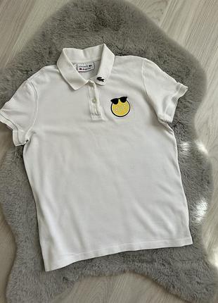 Футболка-поло lacoste × yazbukey collaboration pique, біла