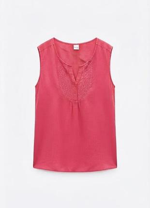 Яркая розовая женская блуза / топ stock shop с вышивкой, производство индия, размер s