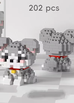 Серый щенок 🐶 3d-конструктор 202 детали | мини-фигурка в стиле lego для детей и декора
