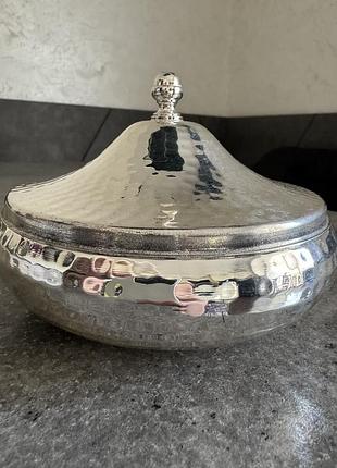 Посріблена цукерниця, чаша з кришкою (silverplated , декоратмвно сервірувальна ємність