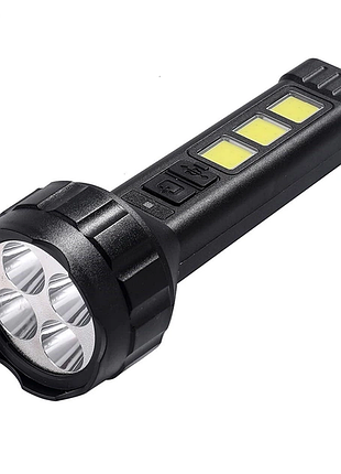 Аккумуляторный led-фонарик yd-658-4 с cob-подсветкой 4 led и usb-зарядкой компактное и практичное освещение для дома черный