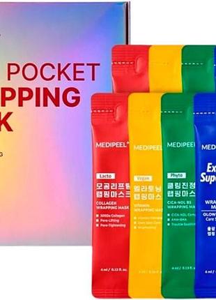 Набір мініатюр масок-плівок для обличчя in my pocket wrapping mask medi-peel, 10х4 мл