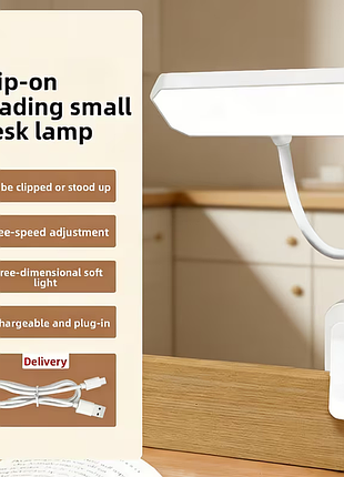 Аккумуляторная led лампа-прищепка для чтения emep 12 led 300 mah 3 режима света usb-c