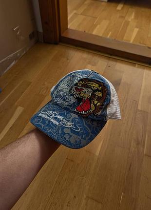 Кепка ed hardy cristian auddiger y2k вінтаж vintage синя чоловіча one
