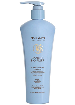 Шампунь увлажняющий с гидролизованным коллагеном marine bio-filler t-lab professional, 300 мл