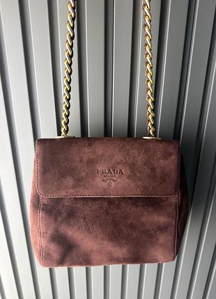 Оригінальна вінтажна замшева сумка через плече prada