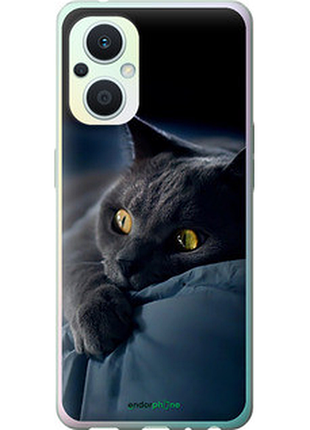 Чехол на oppo reno8 lite дымчатый кот "825u-2755-2448"