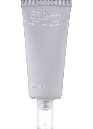 Крем для лица легкий с керамидами dual barrier skin wearable cream celimax, 50 мл