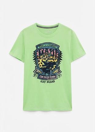Мужская салатовая футболка tom tailor denim surf brand, 50% хлопок / 50% полиэстер, размер l (cn 180/100a)