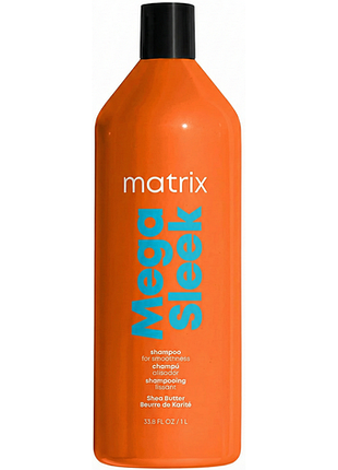 Шампунь для гладкости непослушных волос с маслом ши mega sleek matrix, 1000 мл