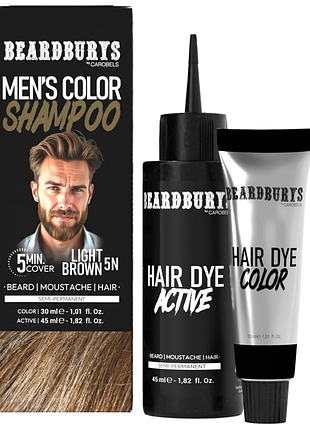 Набор для окрашивания для волос, бороды и усов 5n светло-коричневый new beardburys, (30мл/45мл)