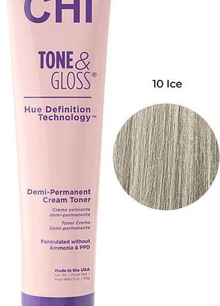 Тонер кремовий безамічний для волосся ice tone&gloss chi, 85 г