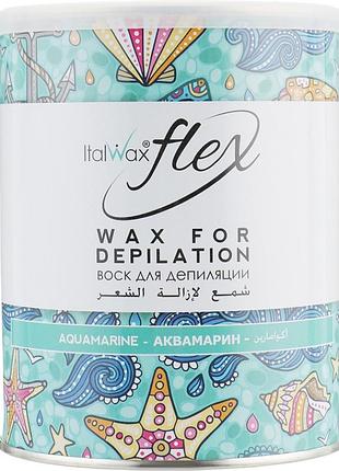Віск для депіляції в банці аквамарин flex italwax, 800 мл