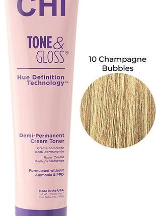 Тонер кремовий безамічний для волосся champagne bubbles tone&gloss chi, 85 г