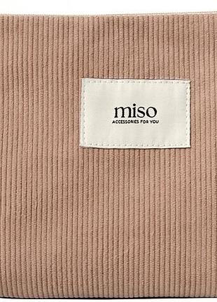 Косметичка трикутник вельвет коричневого кольору max miso