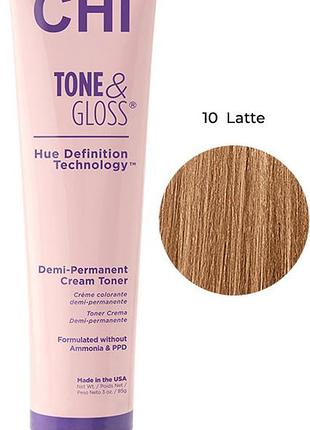 Тонер кремовий безамічний для волосся latte tone&gloss chi, 85 г