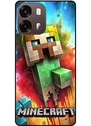 Чехол силиконовый бампер для oppo a6s с рисунком майнкрафт minecraft