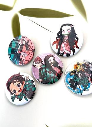 Набір значків аніме клинок, що знищує демонів, demon slayer: kimetsu no yaiba, 5 шт