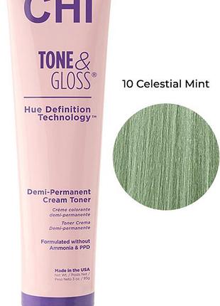 Тонер кремовий безамічний для волосся celestial mint tone&gloss chi, 85 г